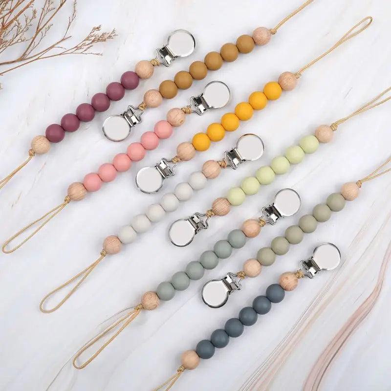Pacifier Clips Chain Silicone Beads BPA Free DIY Dummy Clip Holder Soother Chains Baby Teething Toys Chew Gifts Dropshipping