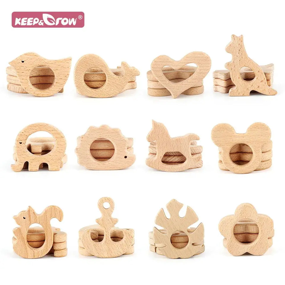 1pcs Wooden Baby Teether Animal BPA Free DIY Pacifier Chain Necklace Accessories Tooth Pendant Nursing Teether Toys Gift